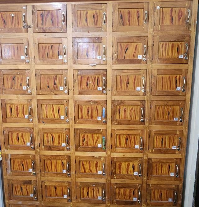 Repaired wooden lockers